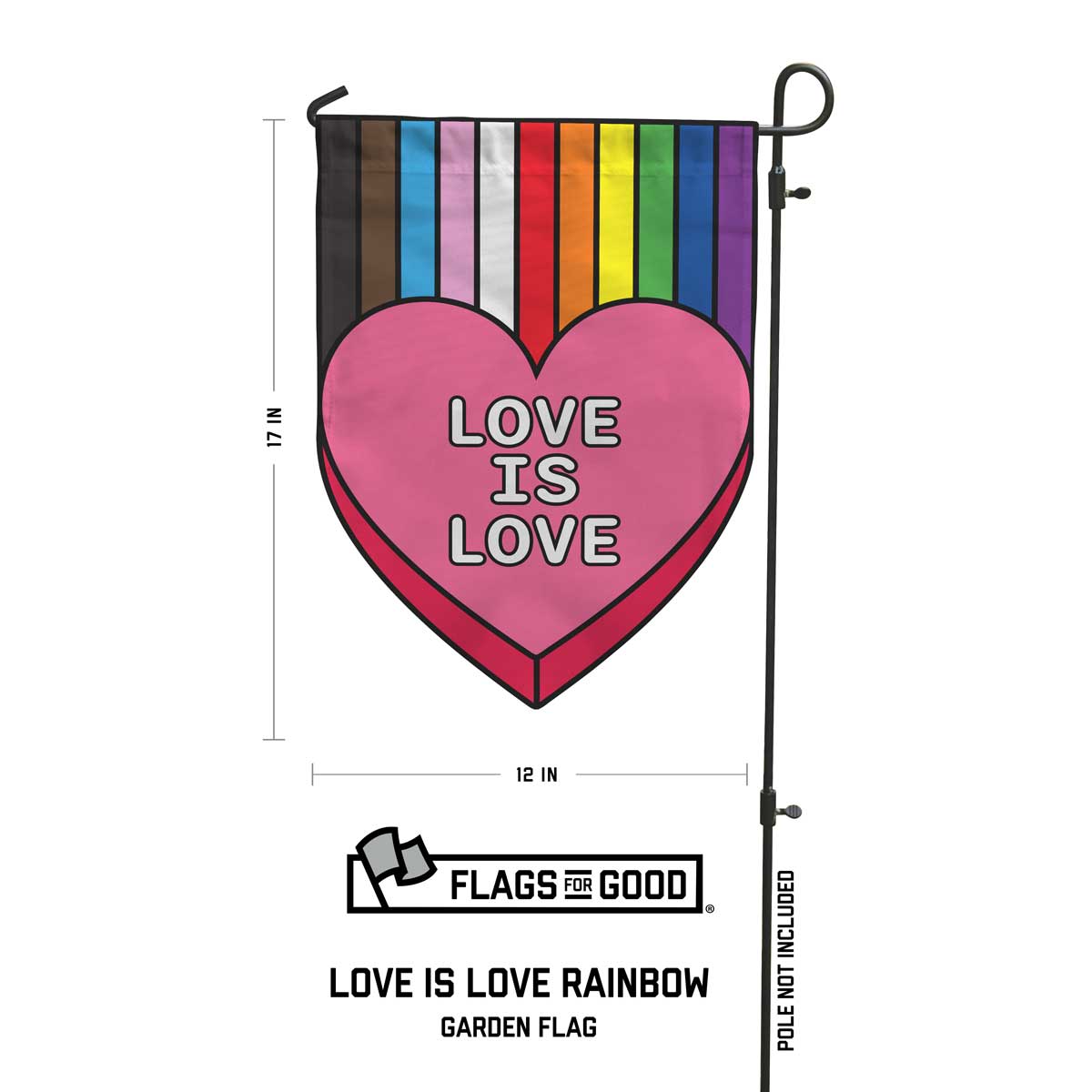 Love is Love Rainbow Heart Garden Flag Garden Flag La Vie Bien Love is Love Rainbow Heart Garden Flag