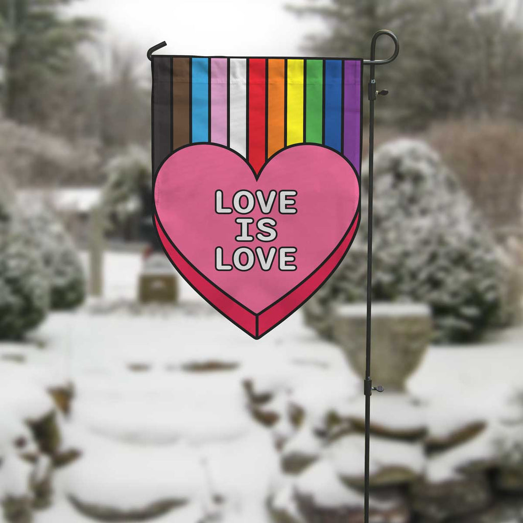 Love is Love Rainbow Heart Garden Flag Garden Flag La Vie Bien Love is Love Rainbow Heart Garden Flag