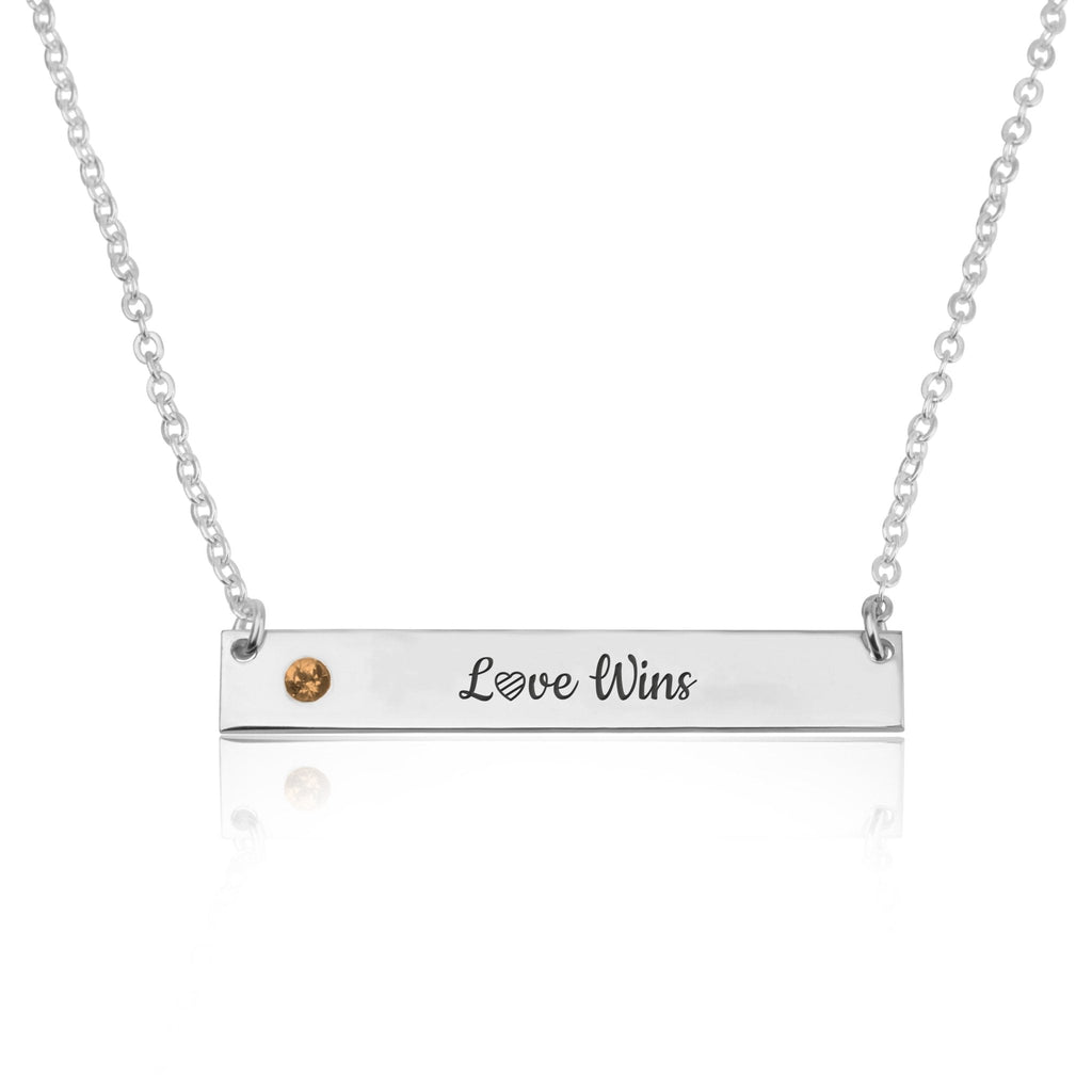 LOVE WINS Bar Necklace With Birthstone La Vie Bien LOVE WINS Bar Necklace With Birthstone