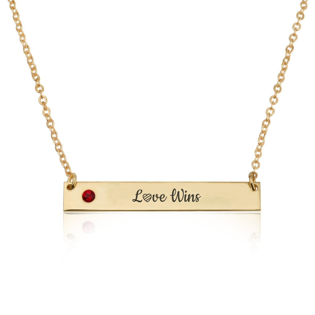 LOVE WINS Bar Necklace With Birthstone La Vie Bien LOVE WINS Bar Necklace With Birthstone