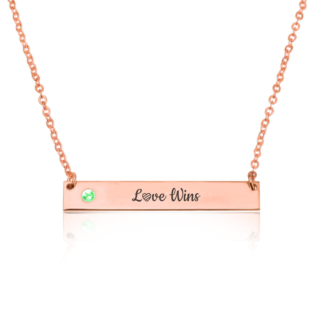 LOVE WINS Bar Necklace With Birthstone La Vie Bien LOVE WINS Bar Necklace With Birthstone