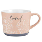Loved Stoneware Hand Painted Cozy Mug in Peach | Coffee Tea Floral Design Cup | 15oz by The Bullish Store