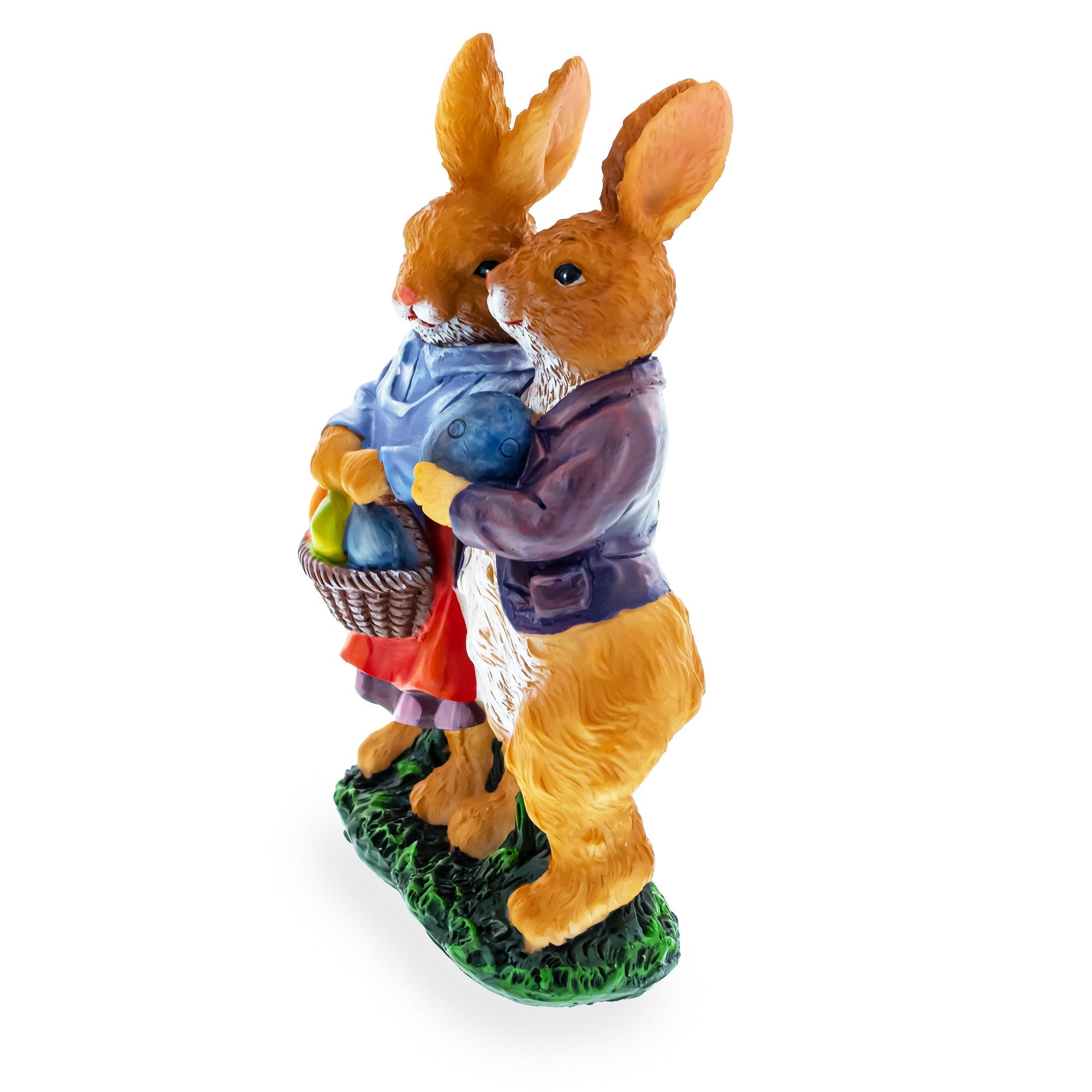 Loving Easter Bunny Pair Figurine With Festive Basket 6.2 Inches Tall Easter > Figurines > Bunnies La Vie Bien Loving Easter Bunny Pair Figurine With Festive Basket 6.2 Inches Tall