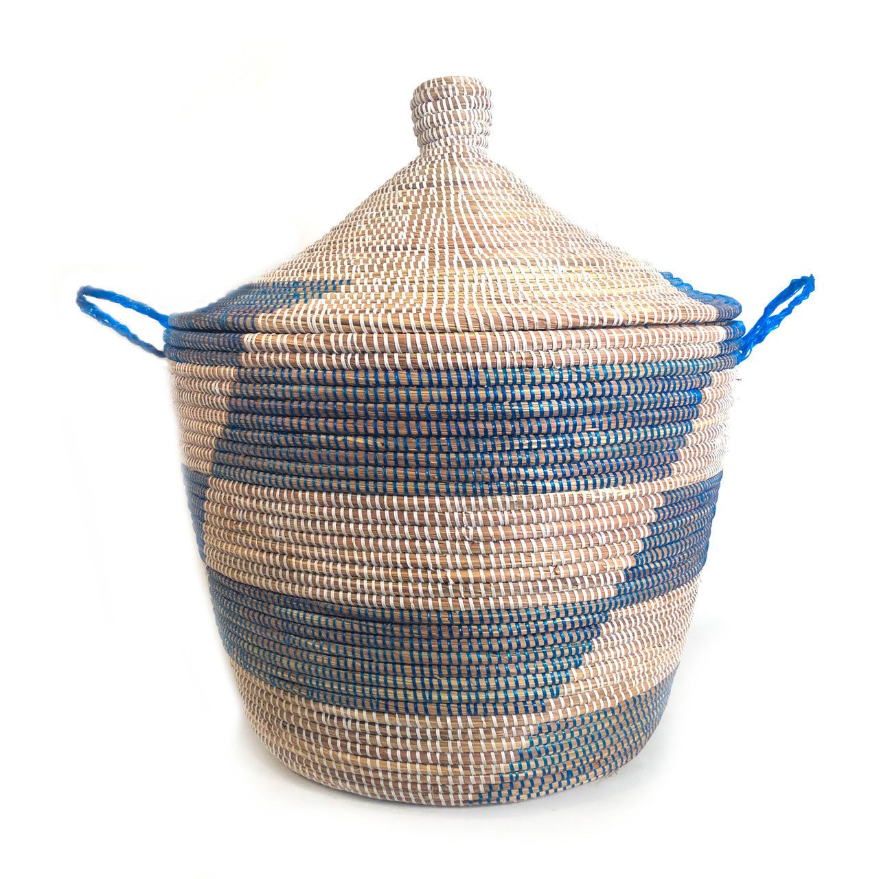 Low Storage Hamper Basket - Blue Stripe Design La Vie Bien Low Storage Hamper Basket - Blue Stripe Design