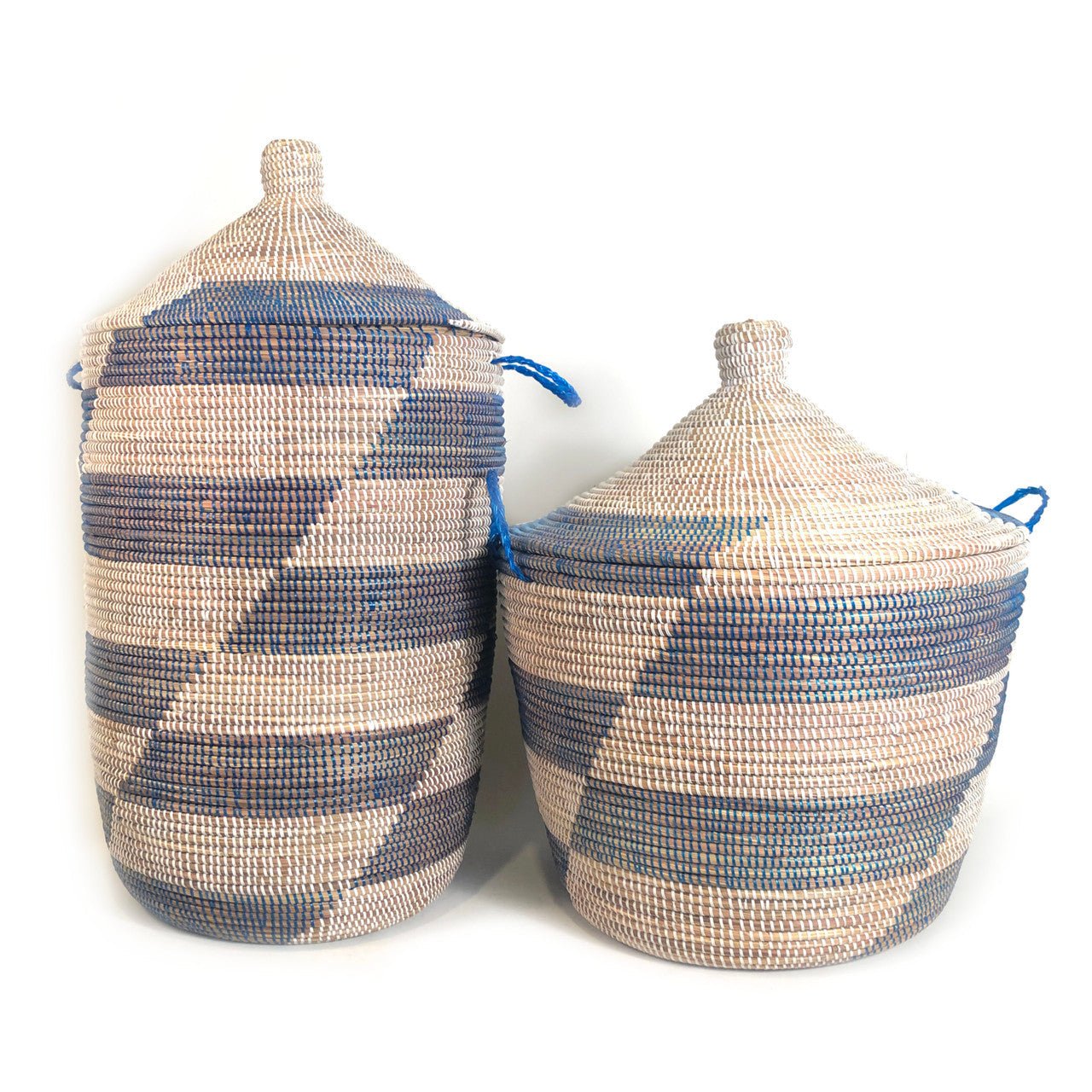 Low Storage Hamper Basket - Blue Stripe Design La Vie Bien Low Storage Hamper Basket - Blue Stripe Design