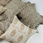 Inaya Linen Floral Throw Pillow Cover, Beachwood Ruffled by White Cliff Studio