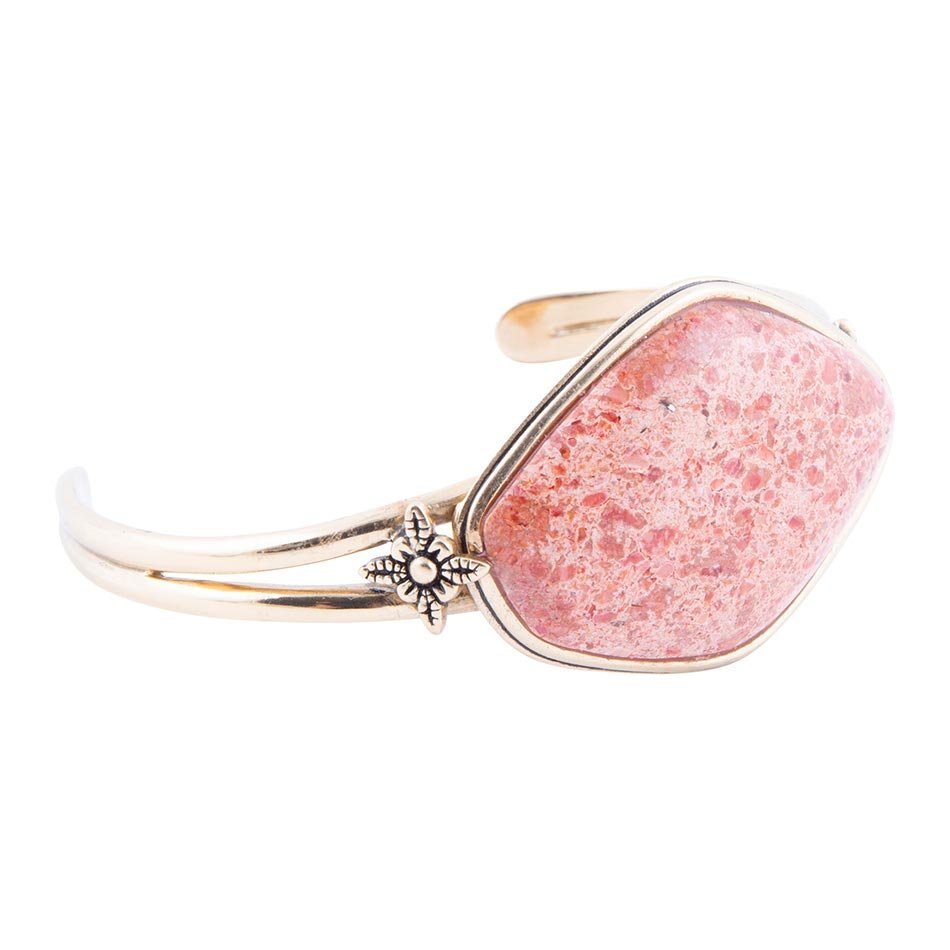 Lucent Orange Sponge Coral Cuff Golden Bracelet Bracelets La Vie Bien Lucent Orange Sponge Coral Cuff Golden Bracelet