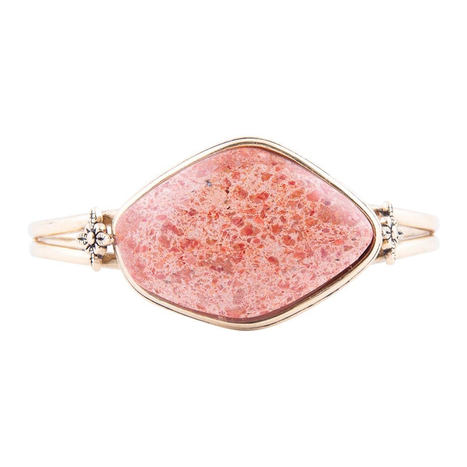 Lucent Orange Sponge Coral Cuff Golden Bracelet Bracelets La Vie Bien Lucent Orange Sponge Coral Cuff Golden Bracelet