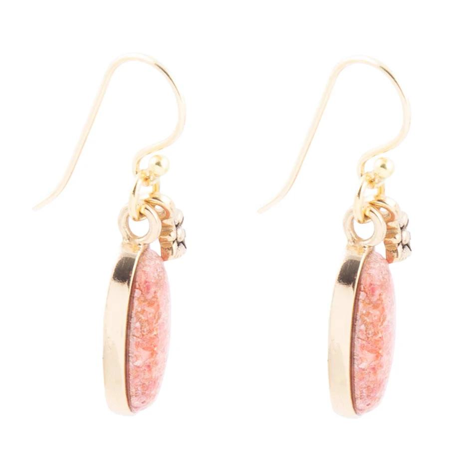 Lucent Orange Sponge Coral Golden Drop Earrings by Barse Jewelry