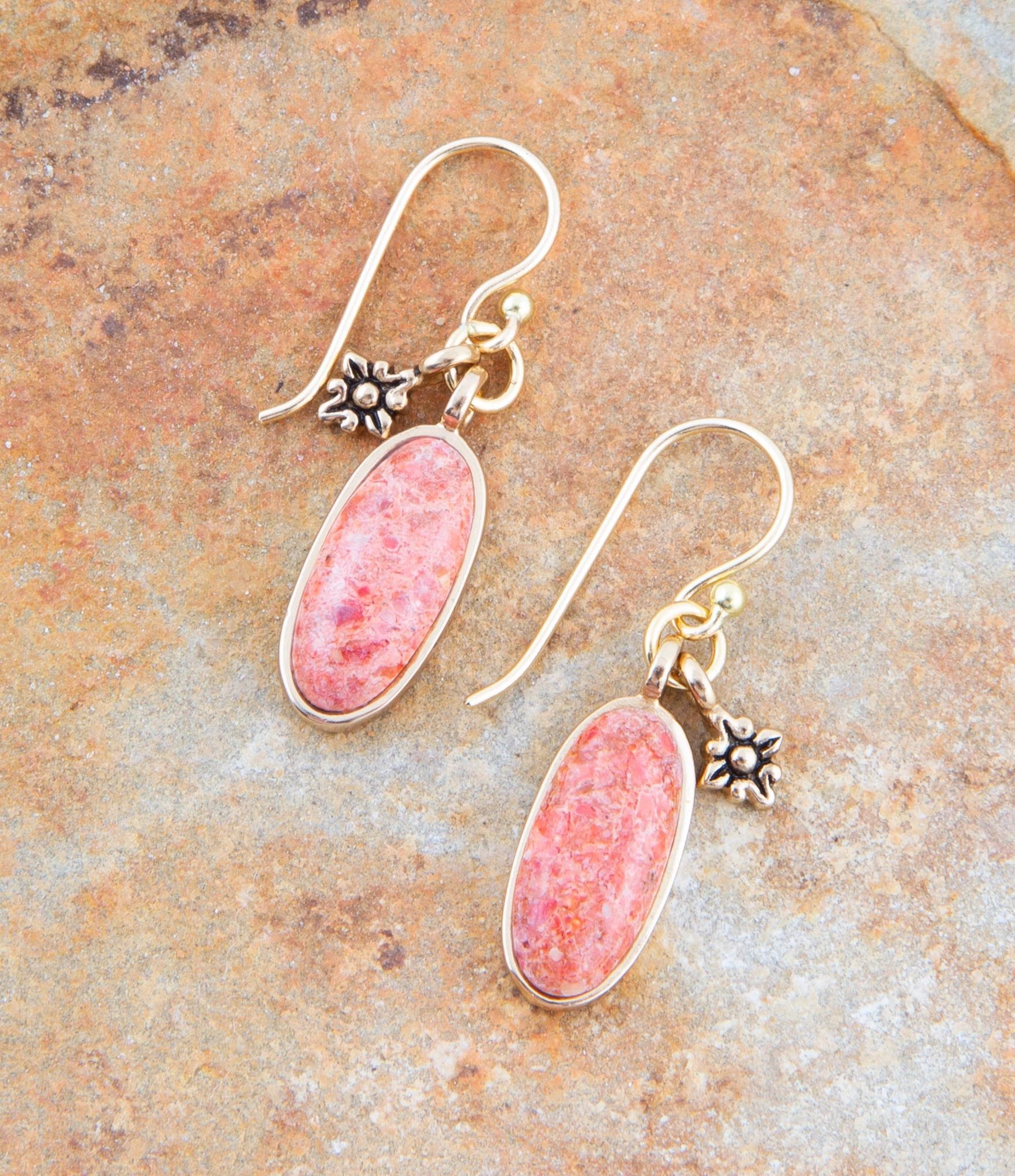 Lucent Orange Sponge Coral Golden Drop Earrings by Barse Jewelry