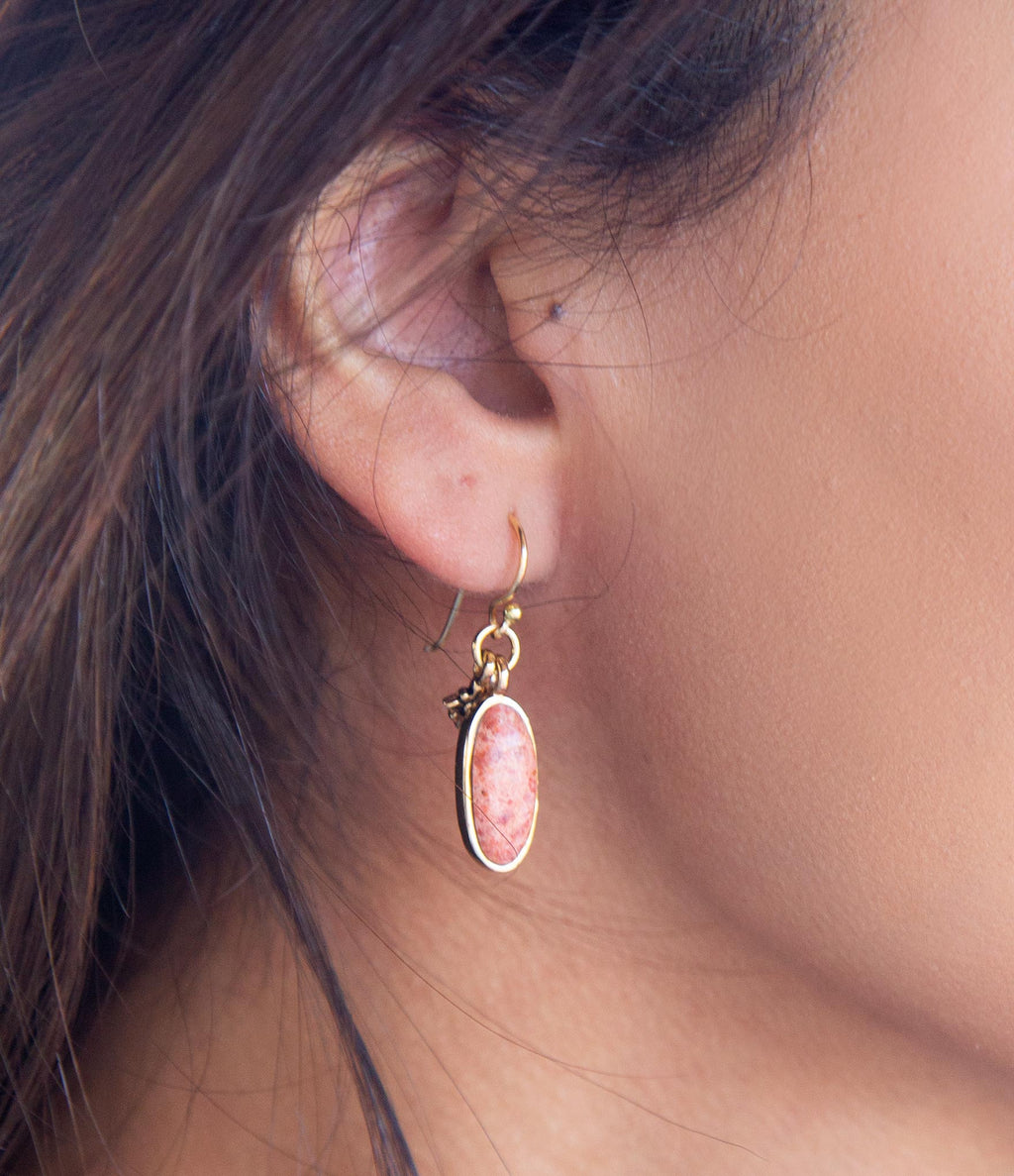 Lucent Orange Sponge Coral Golden Drop Earrings Earrings La Vie Bien Lucent Orange Sponge Coral Golden Drop Earrings