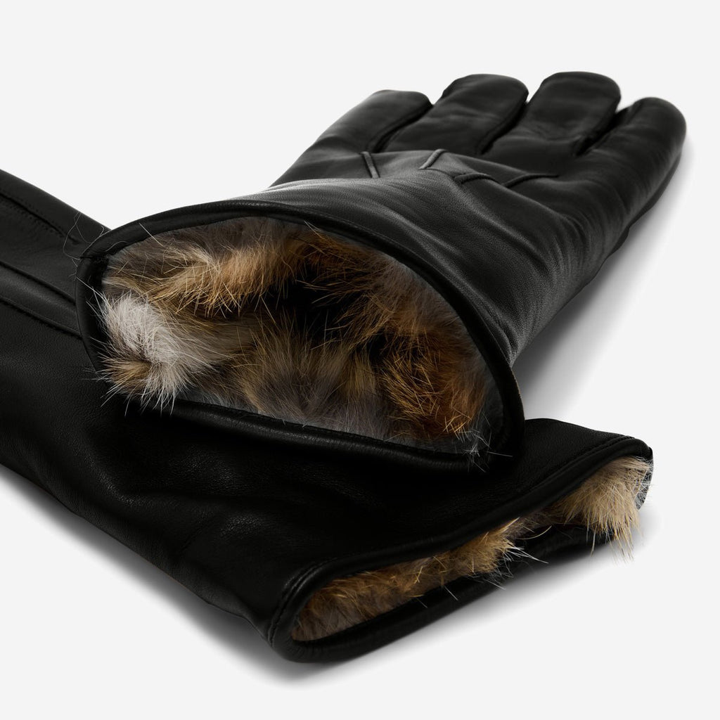 Luciana (black) - Extended women’s Italian lambskin leather gloves with rabbit fur lining winter gloves La Vie Bien Luciana (black) - Extended women’s Italian lambskin leather gloves with rabbit fur lining