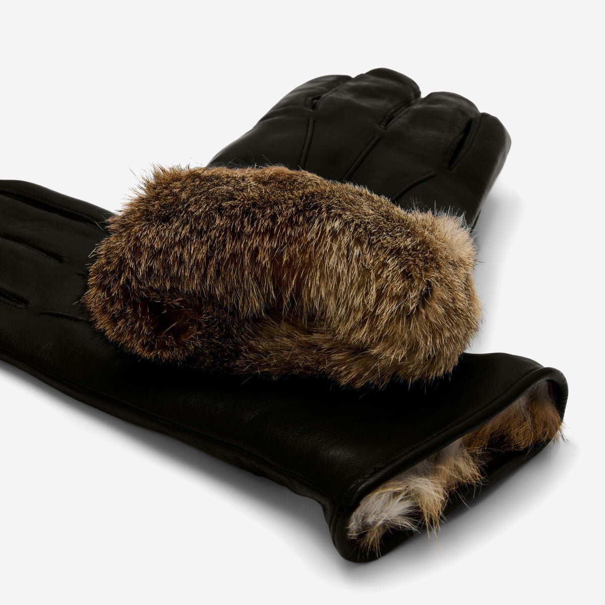 Luciana (black) - Extended women’s Italian lambskin leather gloves with rabbit fur lining winter gloves La Vie Bien Luciana (black) - Extended women’s Italian lambskin leather gloves with rabbit fur lining
