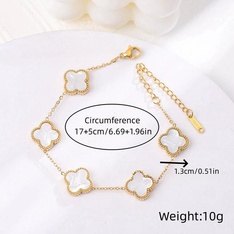 Luck Intention - Pearl Shell Clover Bracelet