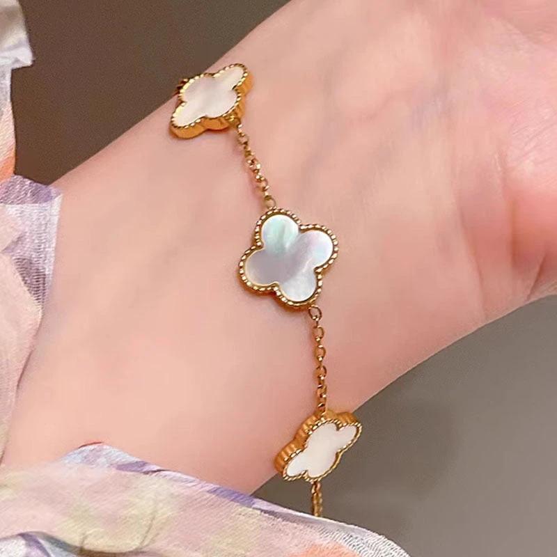 Luck Intention - Pearl Shell Clover Bracelet