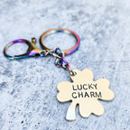 Lucky Charm Four Leaf Clover Keychain Key Chains La Vie Bien Lucky Charm Four Leaf Clover Keychain