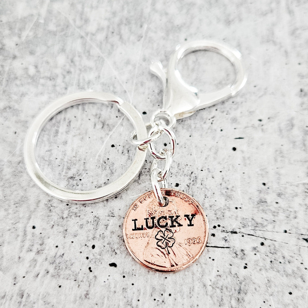 Lucky Penny Four Leaf Clover Keychain Key Chains La Vie Bien Lucky Penny Four Leaf Clover Keychain