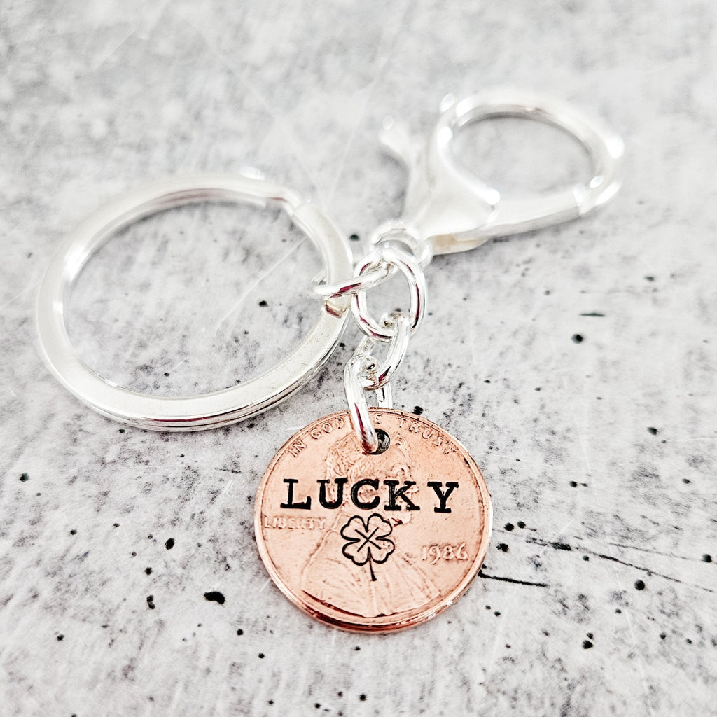 Lucky Penny Four Leaf Clover Keychain Key Chains La Vie Bien Lucky Penny Four Leaf Clover Keychain