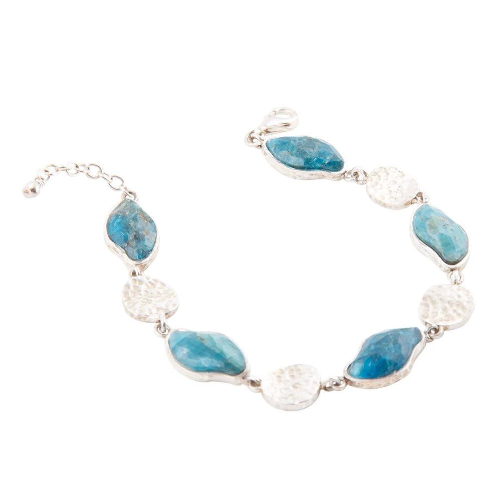 Luna Blue Apatite and Sterling Silver Line bracelet by Barse Jewelry