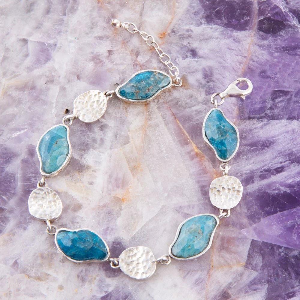 Luna Blue Apatite and Sterling Silver Line bracelet by Barse Jewelry