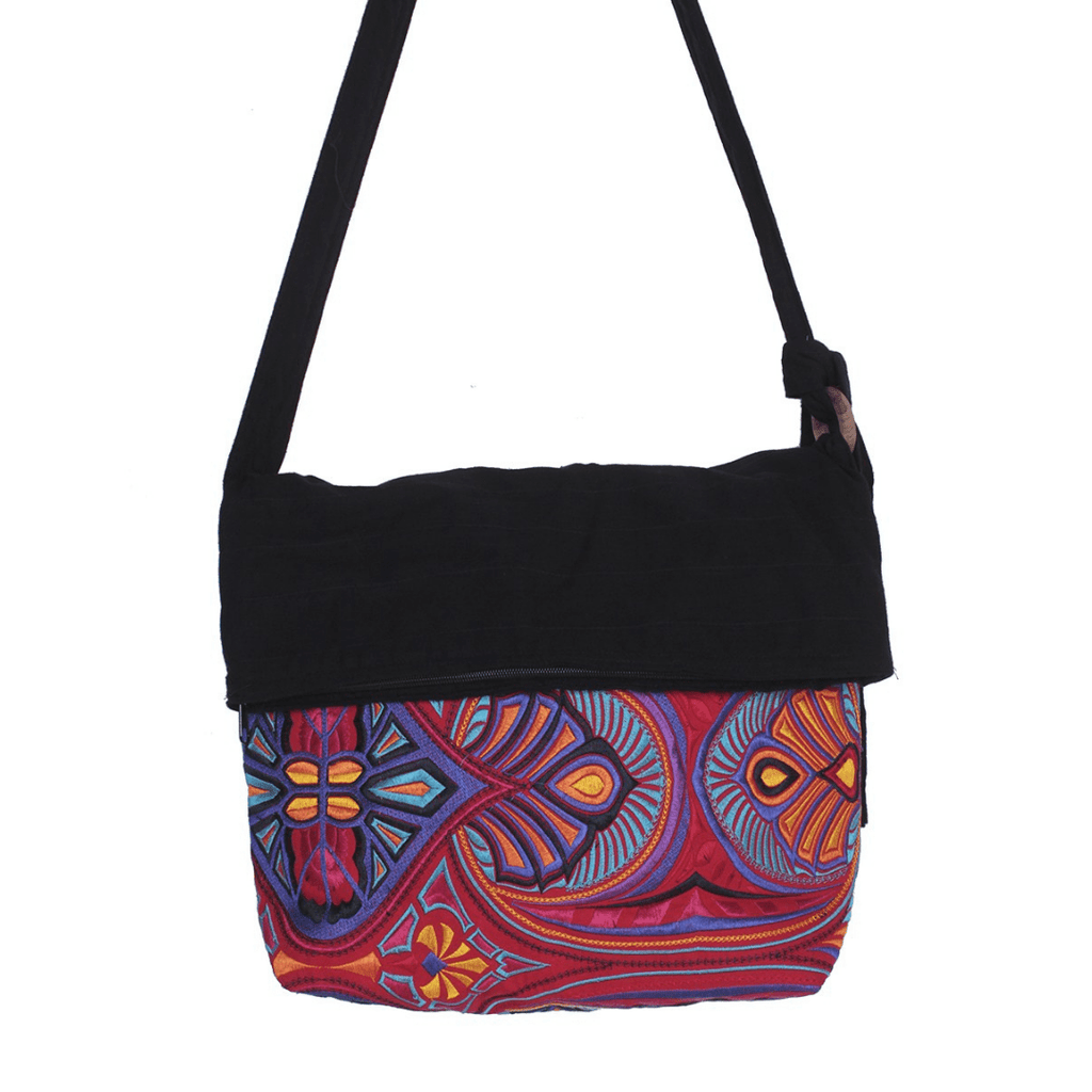 Luna Boho Tribal Embroidered Crossbody Bag - Thailand Bags La Vie Bien Luna Boho Tribal Embroidered Crossbody Bag - Thailand