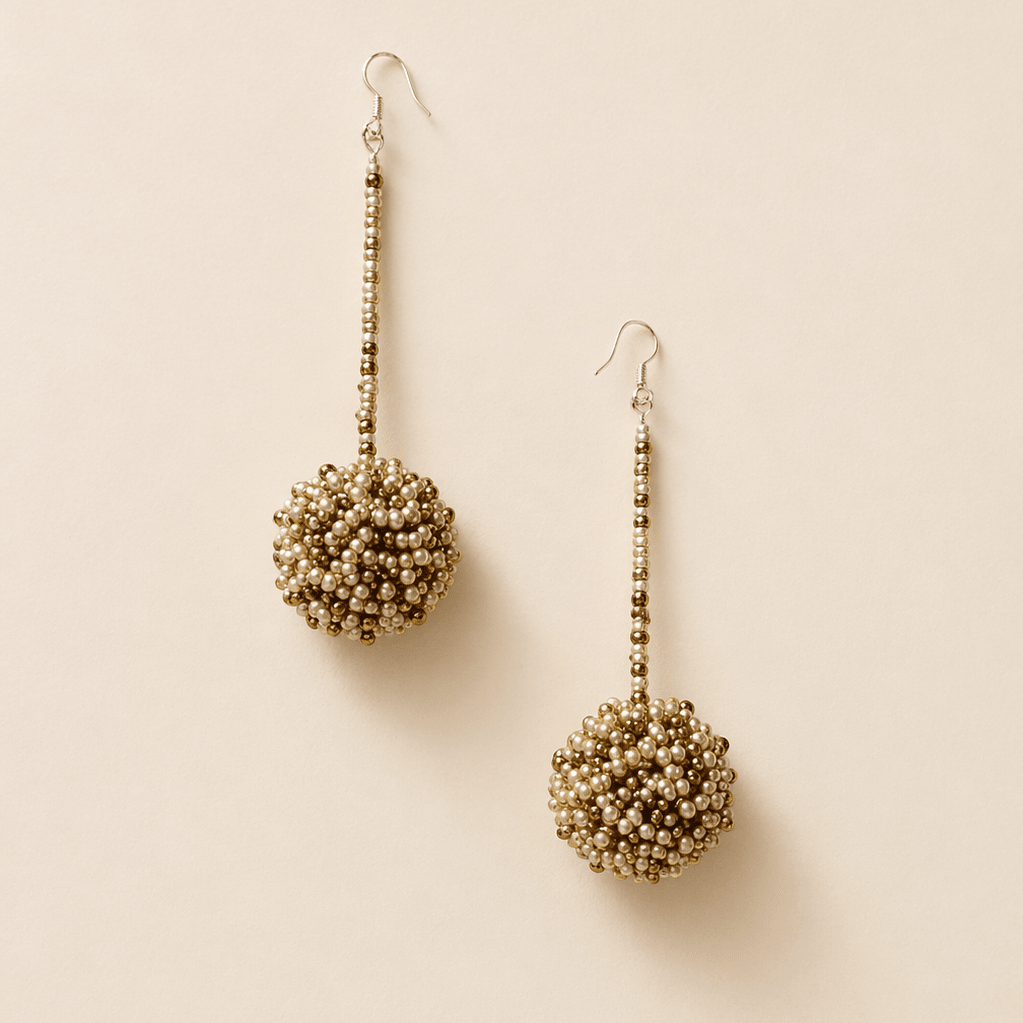Luna Seed Bead Dangly Ball Earrings - Guatemala Jewelry La Vie Bien Luna Seed Bead Dangly Ball Earrings - Guatemala