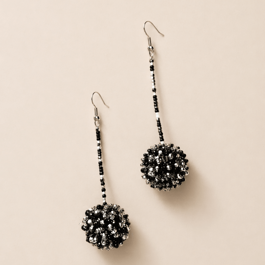 Luna Seed Bead Dangly Ball Earrings - Guatemala Jewelry La Vie Bien Luna Seed Bead Dangly Ball Earrings - Guatemala