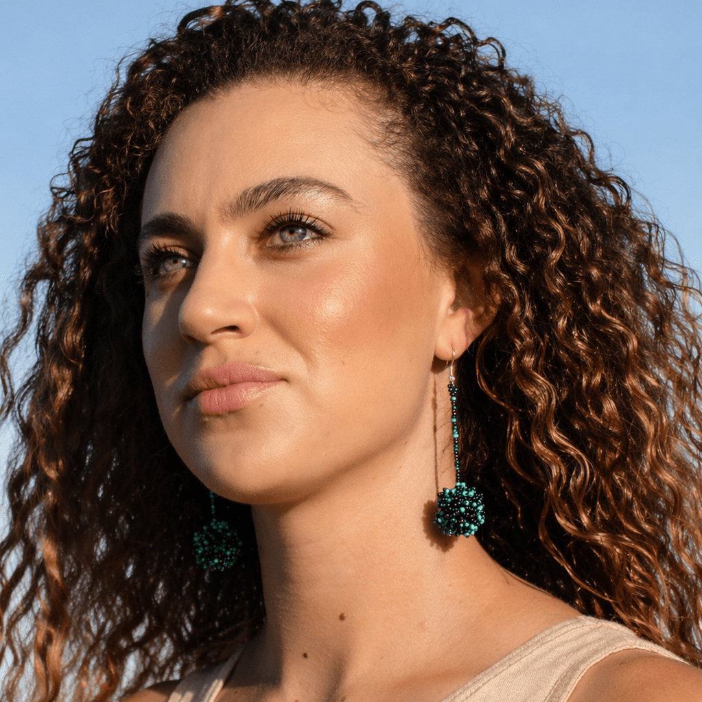Luna Seed Bead Dangly Ball Earrings - Guatemala Jewelry La Vie Bien Luna Seed Bead Dangly Ball Earrings - Guatemala