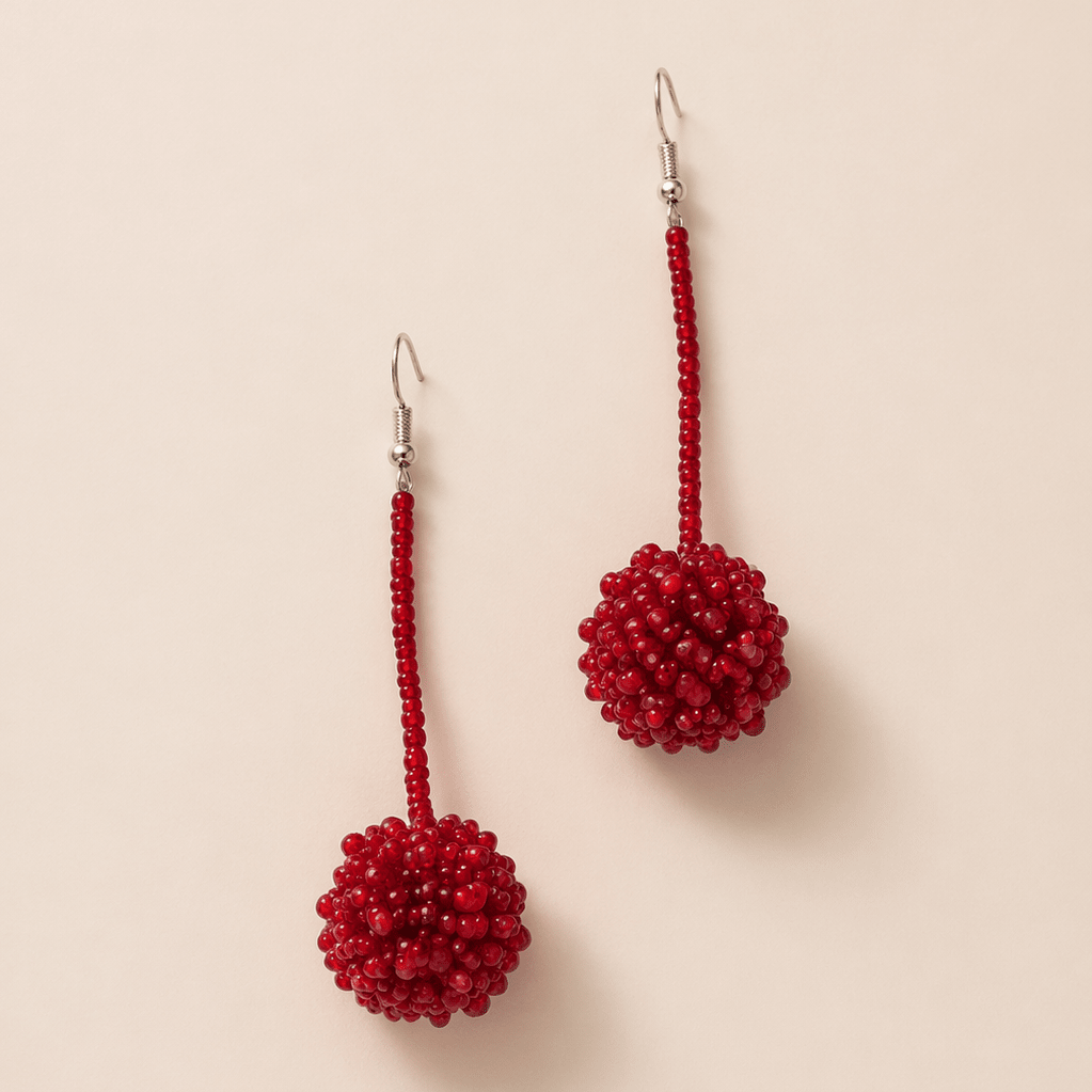 Luna Seed Bead Dangly Ball Earrings - Guatemala Jewelry La Vie Bien Luna Seed Bead Dangly Ball Earrings - Guatemala