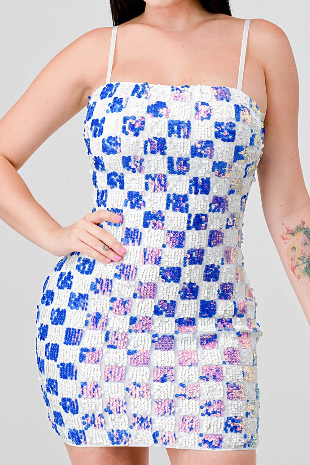 LUXE CHECK PATTERN SEQUINS Dress La Vie Bien LUXE CHECK PATTERN SEQUINS