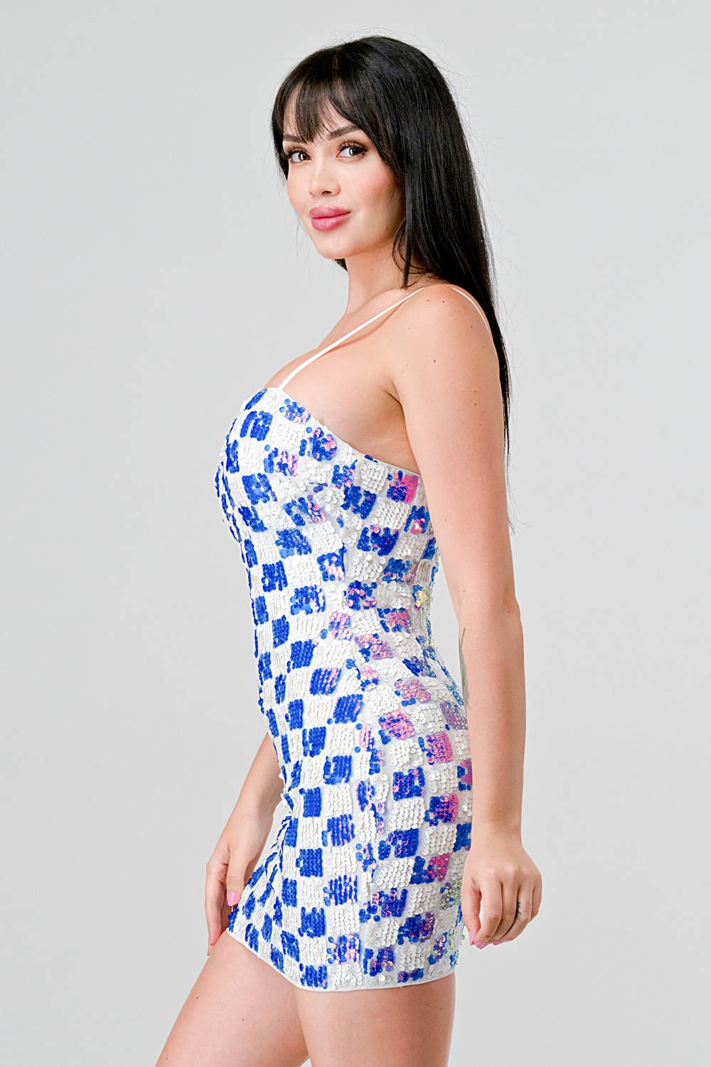 LUXE CHECK PATTERN SEQUINS Dress La Vie Bien LUXE CHECK PATTERN SEQUINS