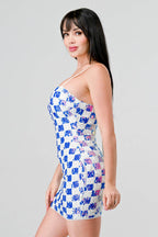 LUXE CHECK PATTERN SEQUINS Dress La Vie Bien LUXE CHECK PATTERN SEQUINS