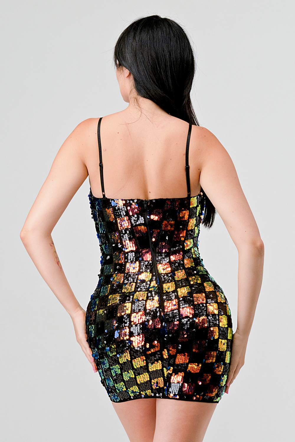 LUXE CHECK PATTERN SEQUINS Dress La Vie Bien LUXE CHECK PATTERN SEQUINS