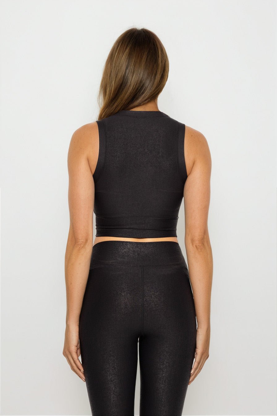 Luxe Edge Leather - Look Crossover Crop Top Clothing La Vie Bien Luxe Edge Leather - Look Crossover Crop Top