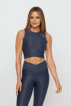 Luxe Edge Leather - Look Crossover Crop Top Clothing La Vie Bien Luxe Edge Leather - Look Crossover Crop Top