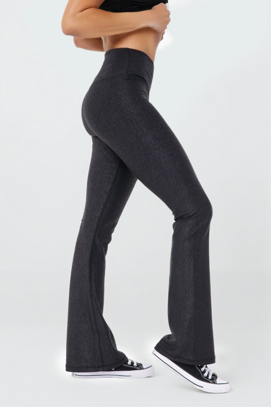 Luxe Edge Leather - Look Crossover Flare Leggings Clothing La Vie Bien Luxe Edge Leather - Look Crossover Flare Leggings