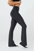 Luxe Edge Leather - Look Crossover Flare Leggings Clothing La Vie Bien Luxe Edge Leather - Look Crossover Flare Leggings