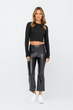 Luxe Edge Leather - Look Crossover Flare Leggings Clothing La Vie Bien Luxe Edge Leather - Look Crossover Flare Leggings