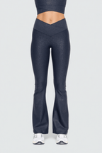 Luxe Edge Leather - Look Crossover Flare Leggings Clothing La Vie Bien Luxe Edge Leather - Look Crossover Flare Leggings