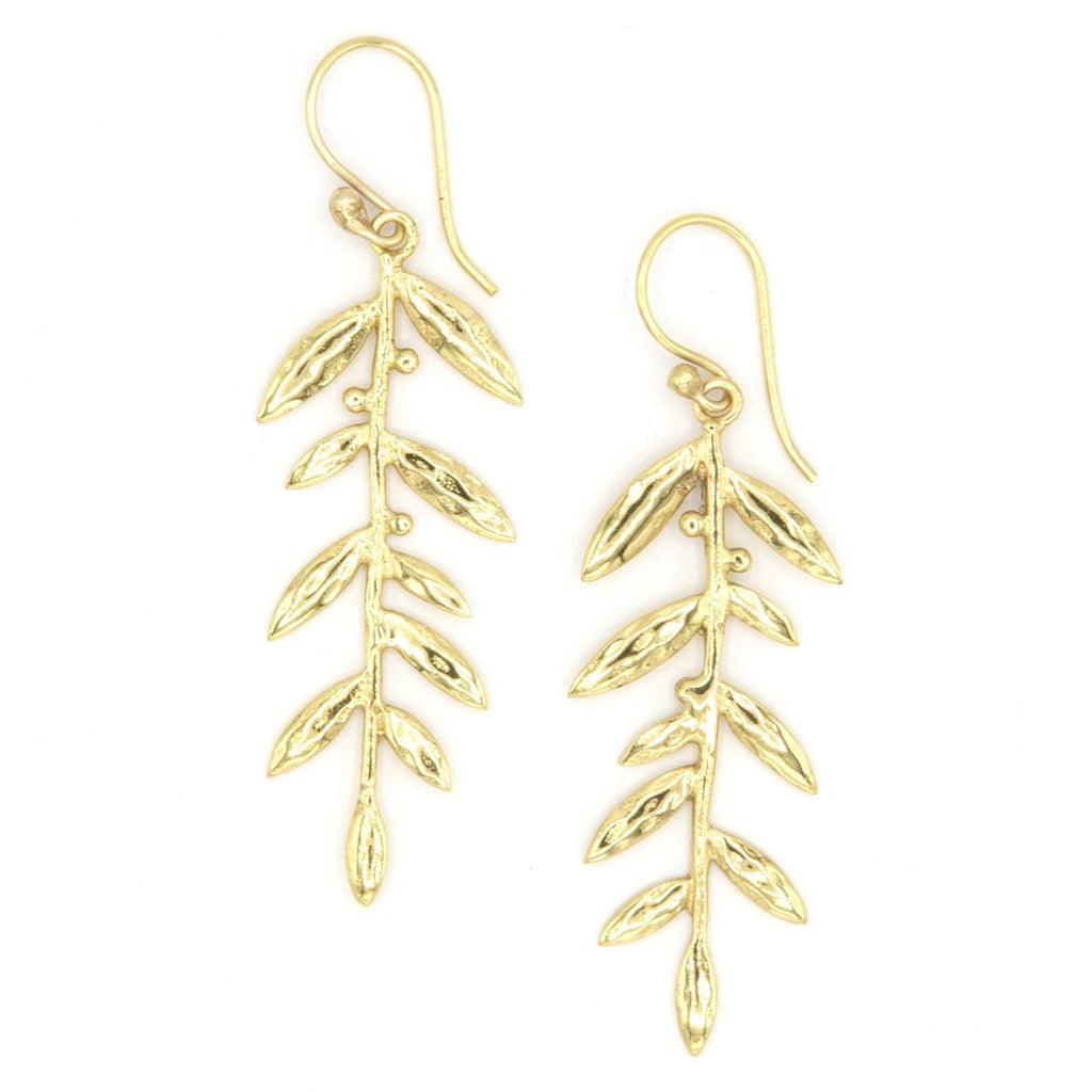 Luxe Leaf Drop Earrings - Brass by Fair Anita