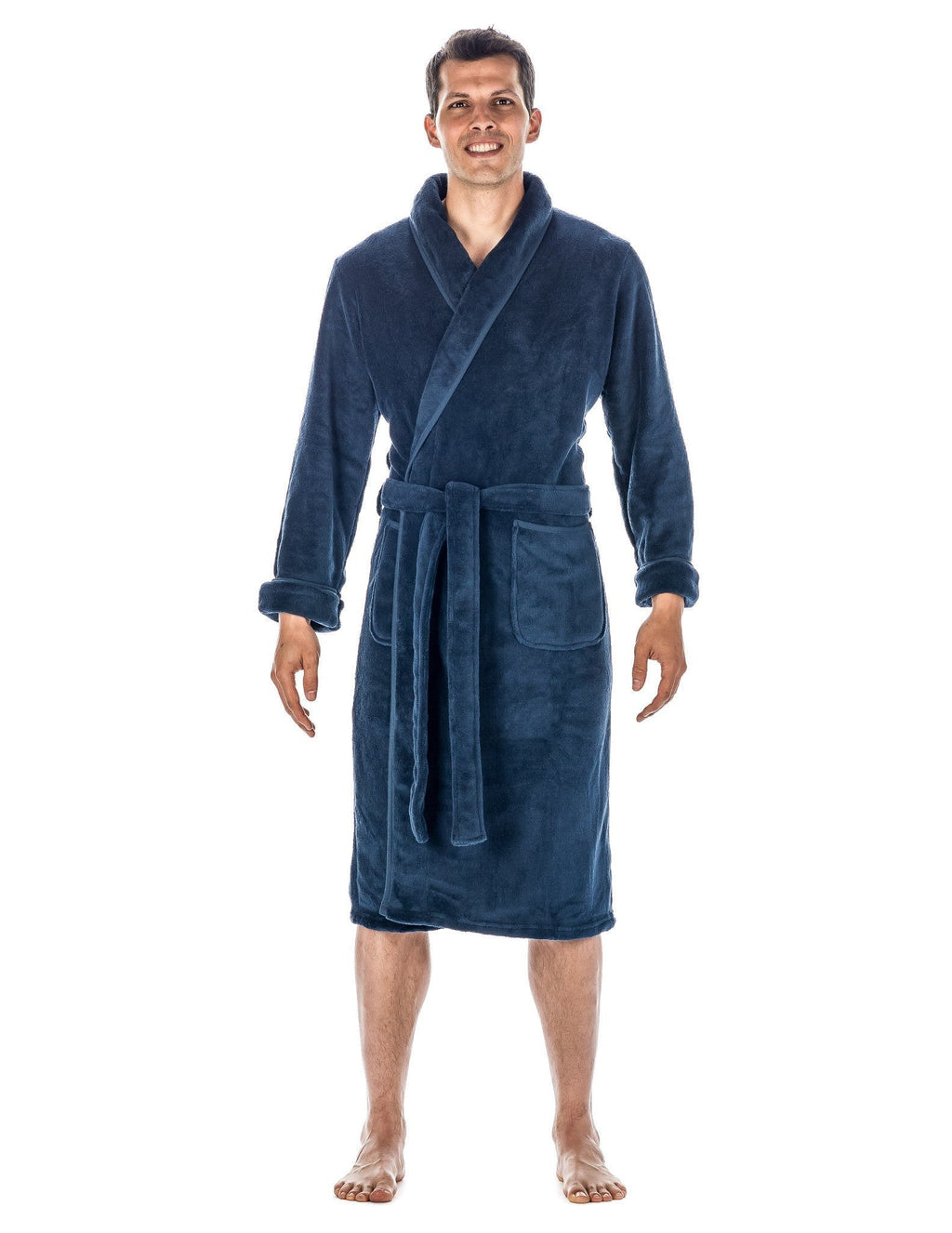Luxurious Noble Mount Men's Coral Fleece Plush Robe with Shawl Collar - Soft, Warm, and Cozy Full-Length Bathrobe with Pockets and Tie Belt bathrobes La Vie Bien Luxurious Noble Mount Men's Coral Fleece Plush Robe with Shawl Collar - Soft, Warm, and Cozy Full-Length Bathrobe with Pockets and Tie Belt