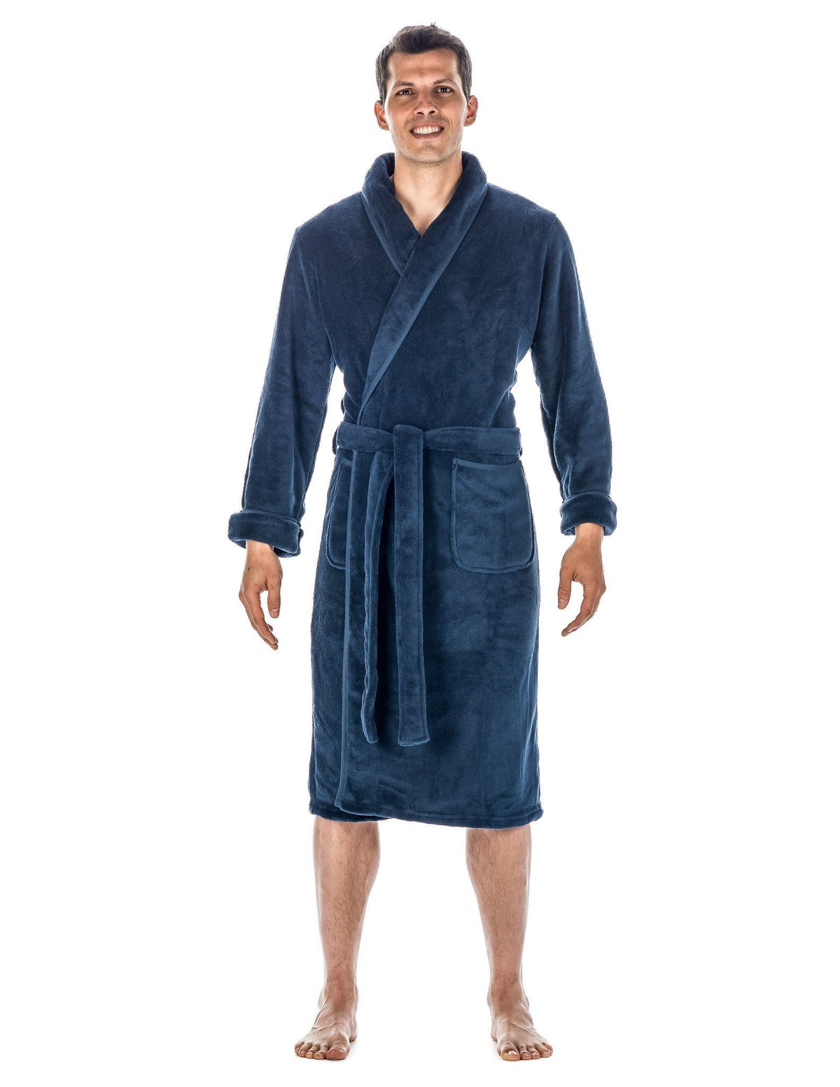 Luxurious Noble Mount Men's Coral Fleece Plush Robe with Shawl Collar - Soft, Warm, and Cozy Full-Length Bathrobe with Pockets and Tie Belt bathrobes La Vie Bien Luxurious Noble Mount Men's Coral Fleece Plush Robe with Shawl Collar - Soft, Warm, and Cozy Full-Length Bathrobe with Pockets and Tie Belt