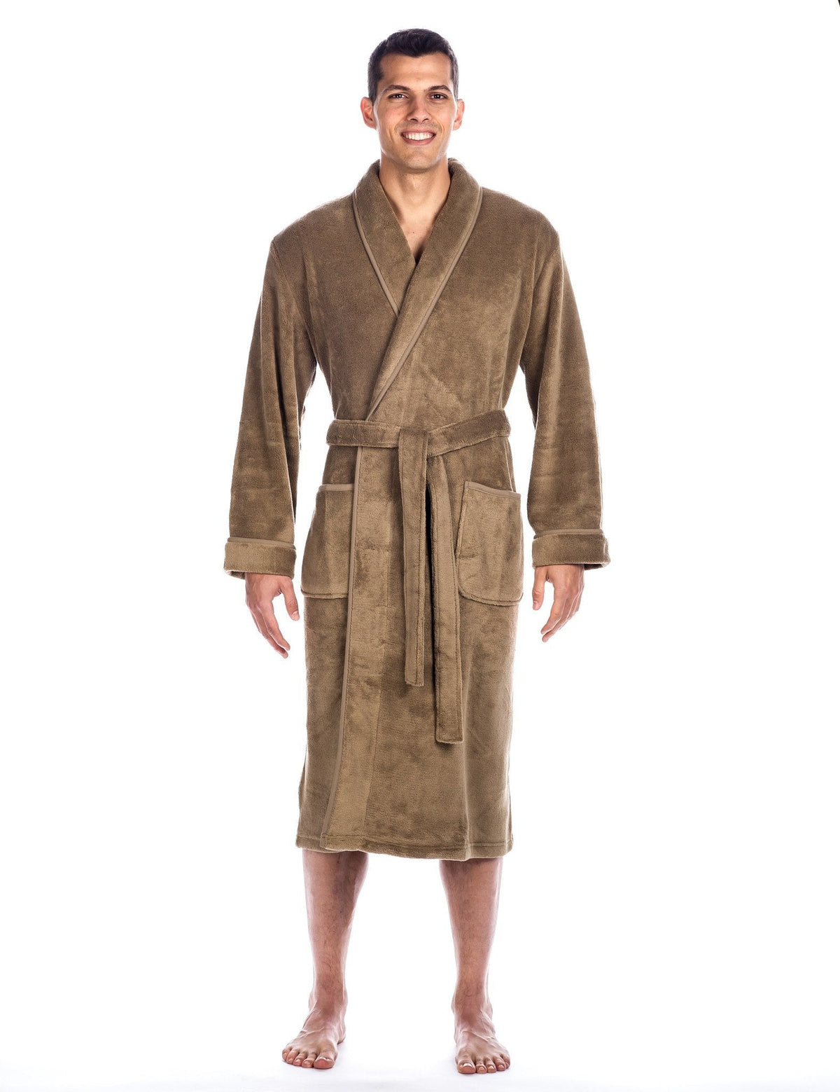 Luxurious Noble Mount Men's Coral Fleece Plush Robe with Shawl Collar - Soft, Warm, and Cozy Full-Length Bathrobe with Pockets and Tie Belt bathrobes La Vie Bien Luxurious Noble Mount Men's Coral Fleece Plush Robe with Shawl Collar - Soft, Warm, and Cozy Full-Length Bathrobe with Pockets and Tie Belt