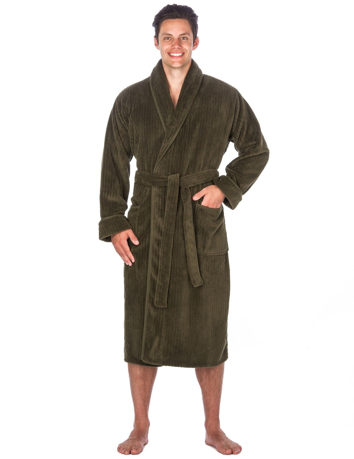 Luxurious Noble Mount Men's Coral Fleece Plush Robe with Shawl Collar - Soft, Warm, and Cozy Full-Length Bathrobe with Pockets and Tie Belt bathrobes La Vie Bien Luxurious Noble Mount Men's Coral Fleece Plush Robe with Shawl Collar - Soft, Warm, and Cozy Full-Length Bathrobe with Pockets and Tie Belt