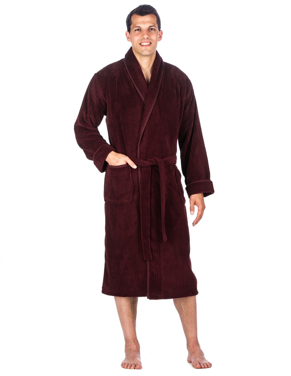 Luxurious Noble Mount Men's Coral Fleece Plush Robe with Shawl Collar - Soft, Warm, and Cozy Full-Length Bathrobe with Pockets and Tie Belt bathrobes La Vie Bien Luxurious Noble Mount Men's Coral Fleece Plush Robe with Shawl Collar - Soft, Warm, and Cozy Full-Length Bathrobe with Pockets and Tie Belt