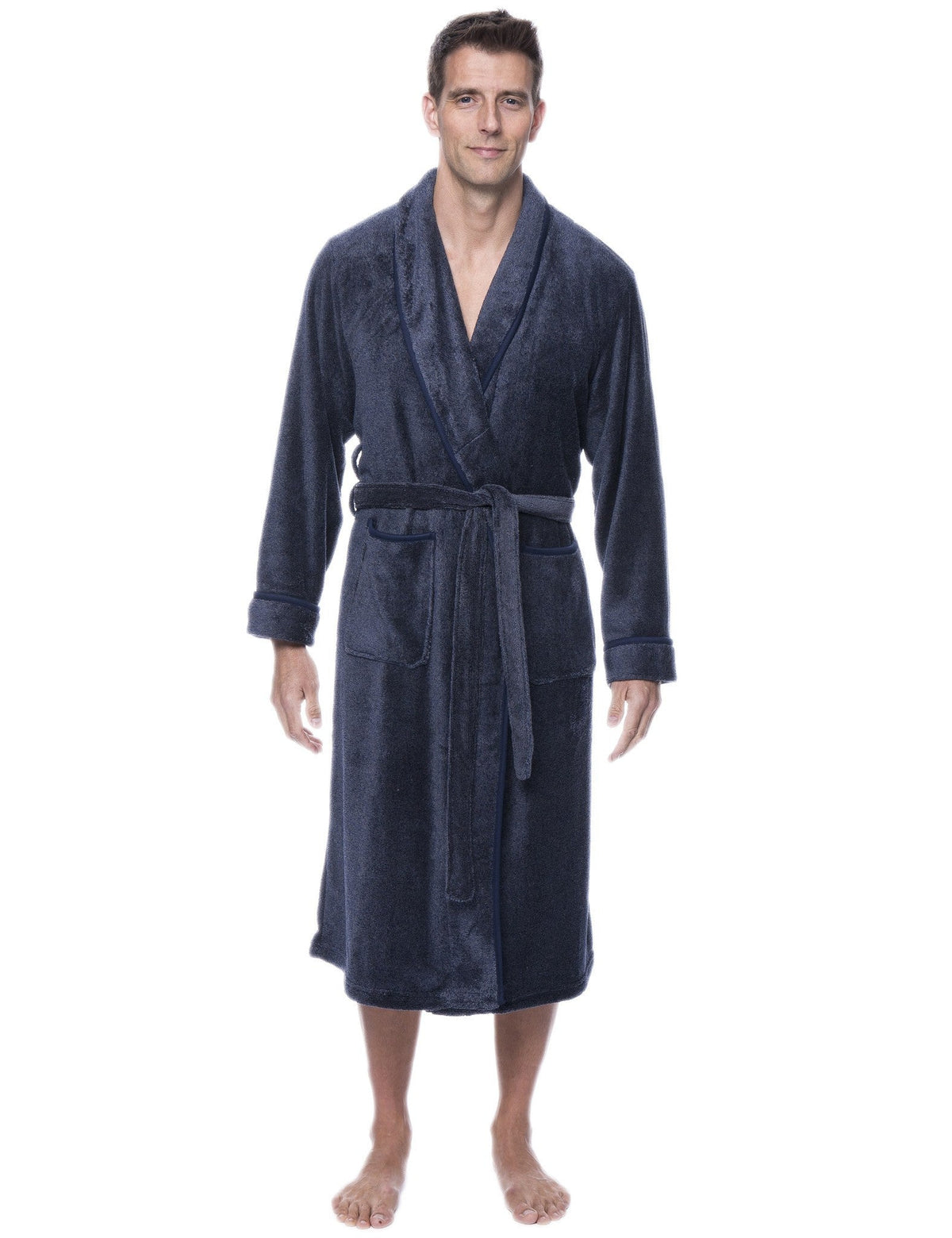Luxurious Noble Mount Men's Coral Fleece Plush Robe with Shawl Collar - Soft, Warm, and Cozy Full-Length Bathrobe with Pockets and Tie Belt bathrobes La Vie Bien Luxurious Noble Mount Men's Coral Fleece Plush Robe with Shawl Collar - Soft, Warm, and Cozy Full-Length Bathrobe with Pockets and Tie Belt