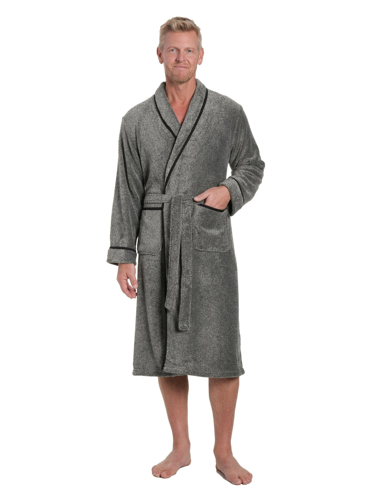 Luxurious Noble Mount Men's Coral Fleece Plush Robe with Shawl Collar - Soft, Warm, and Cozy Full-Length Bathrobe with Pockets and Tie Belt bathrobes La Vie Bien Luxurious Noble Mount Men's Coral Fleece Plush Robe with Shawl Collar - Soft, Warm, and Cozy Full-Length Bathrobe with Pockets and Tie Belt