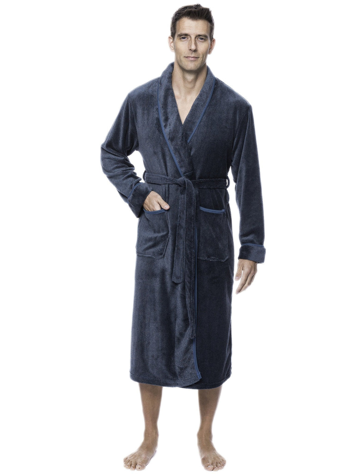 Luxurious Noble Mount Men's Coral Fleece Plush Robe with Shawl Collar - Soft, Warm, and Cozy Full-Length Bathrobe with Pockets and Tie Belt bathrobes La Vie Bien Luxurious Noble Mount Men's Coral Fleece Plush Robe with Shawl Collar - Soft, Warm, and Cozy Full-Length Bathrobe with Pockets and Tie Belt