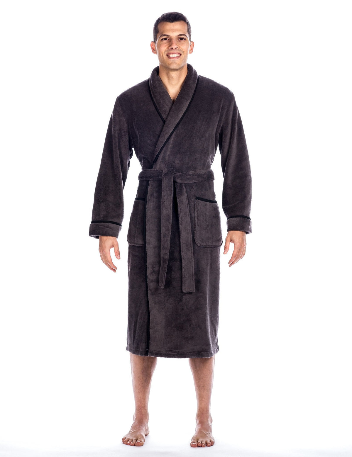 Luxurious Noble Mount Men's Coral Fleece Plush Robe with Shawl Collar - Soft, Warm, and Cozy Full-Length Bathrobe with Pockets and Tie Belt bathrobes La Vie Bien Luxurious Noble Mount Men's Coral Fleece Plush Robe with Shawl Collar - Soft, Warm, and Cozy Full-Length Bathrobe with Pockets and Tie Belt