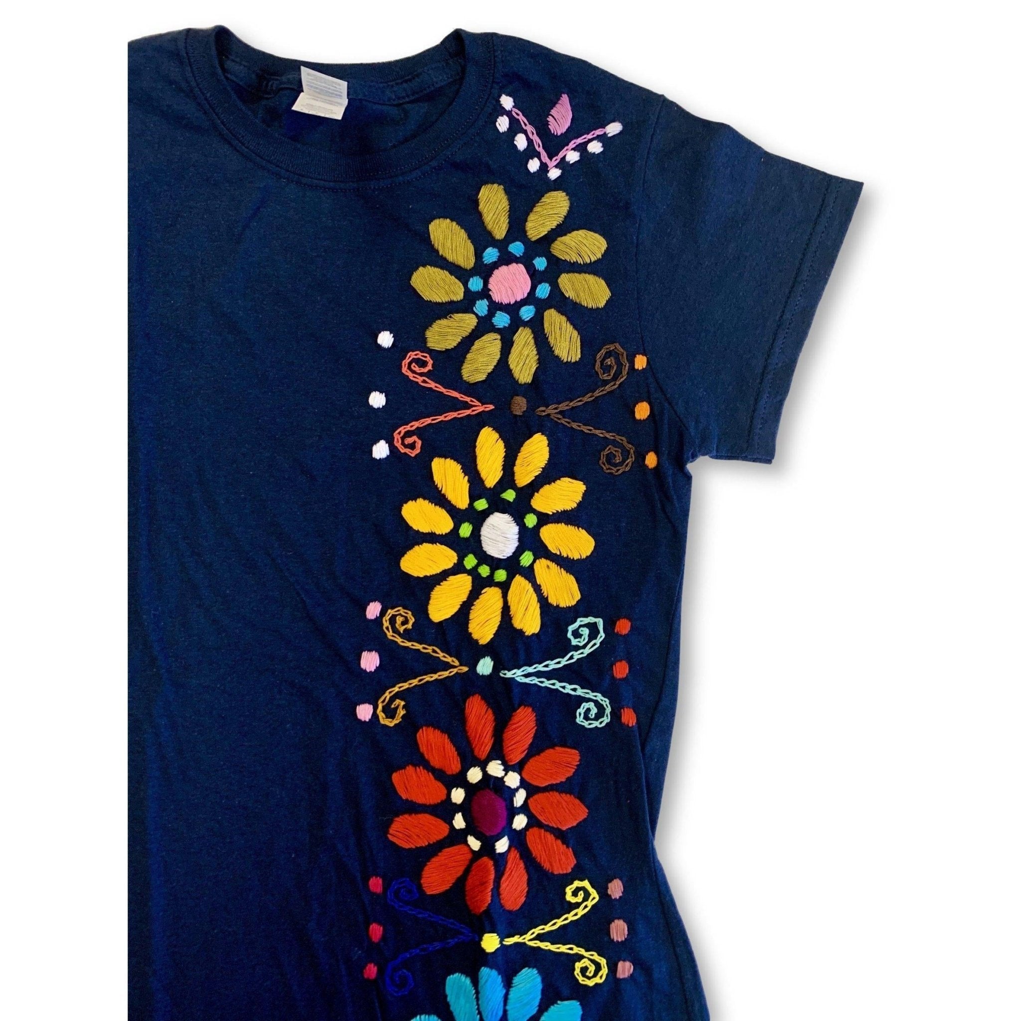 Luzy Hand Embroidered Fitted T-Shirt - Mexico Apparel La Vie Bien Luzy Hand Embroidered Fitted T-Shirt - Mexico